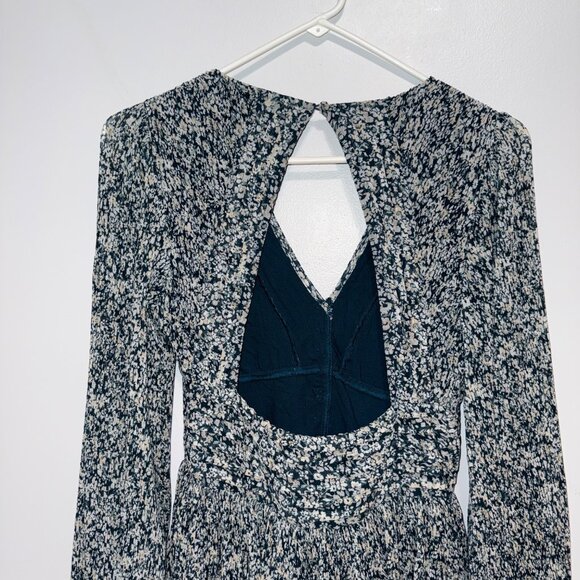 Abercrombie & Fitch XS Womens Floral Long Sleeve Dress, V-Neck Open Back - Picture 7 of 8